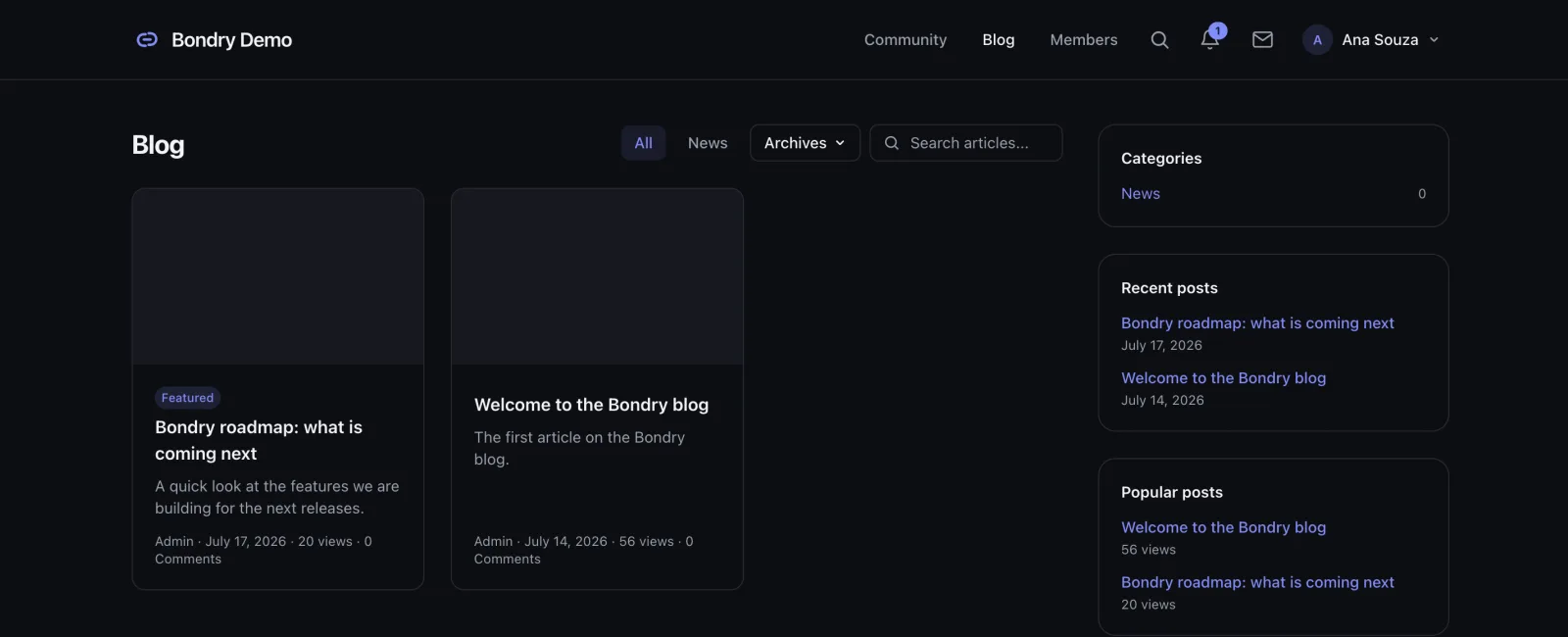 The Bondry blog index with featured articles, categories and a list of recent posts.